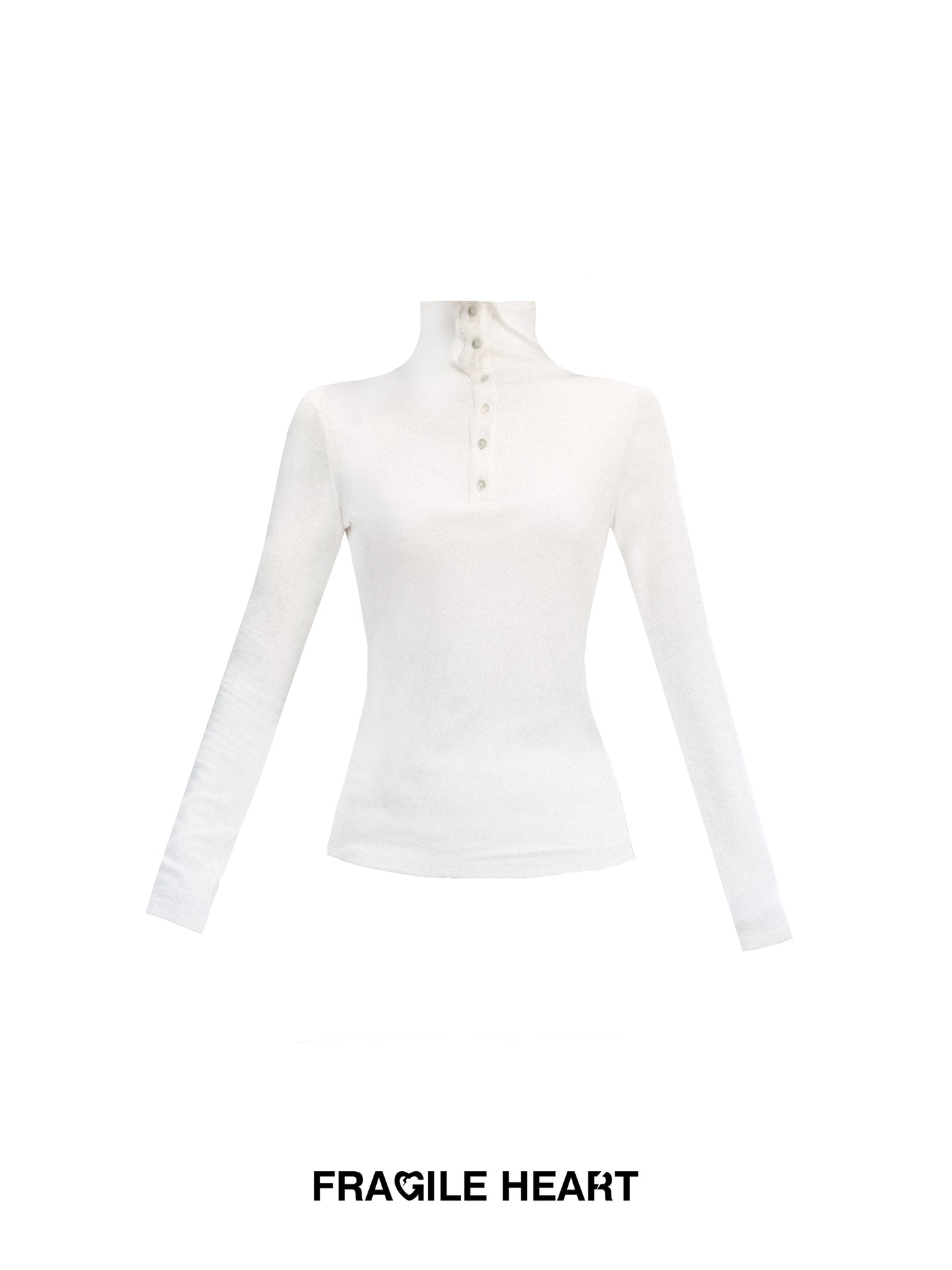 High Neck Slim Fit Top With Half-Button Placket