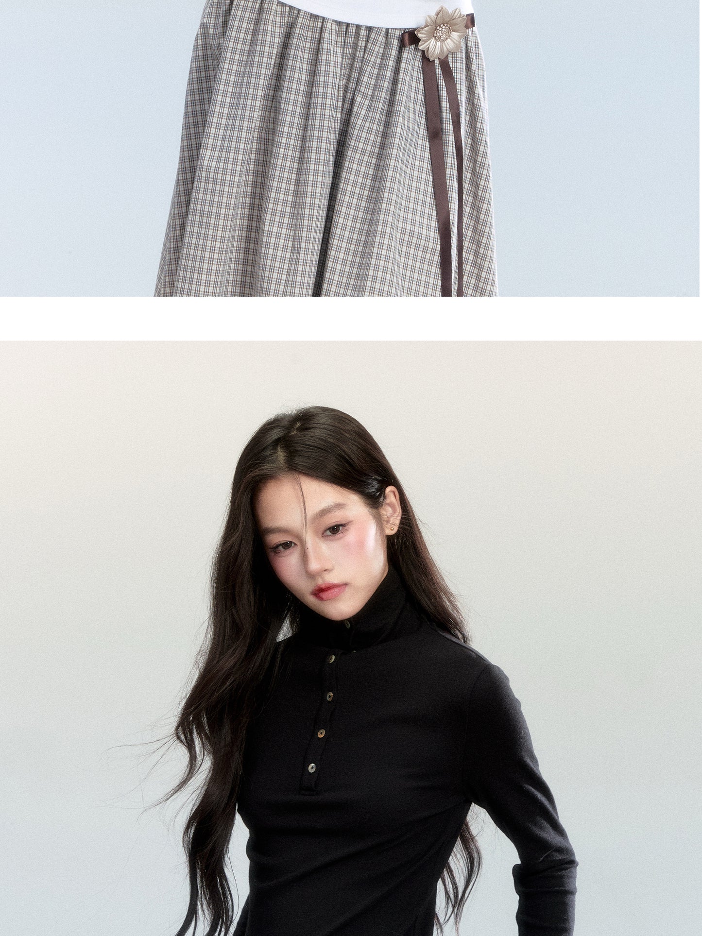 High Neck Slim Fit Top With Half-Button Placket