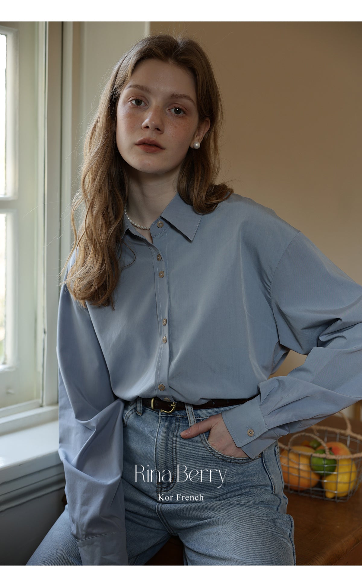 Rose Embroidered Paired Button Shirt