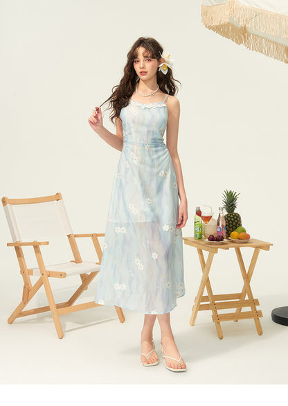 Sheer Floral Cami Dress With Lace Detail