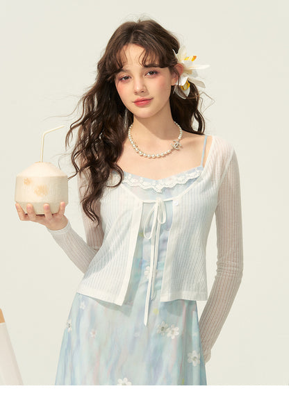 Sheer Floral Cami Dress With Lace Detail