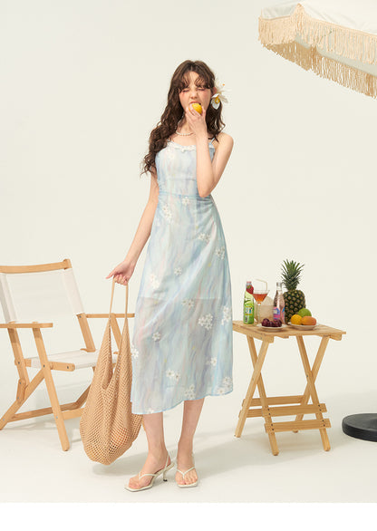 Sheer Floral Cami Dress With Lace Detail