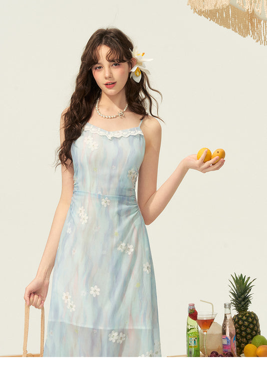 Sheer Floral Cami Dress With Lace Detail