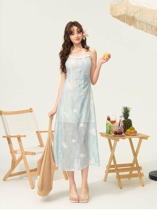 Sheer Floral Cami Dress With Lace Detail