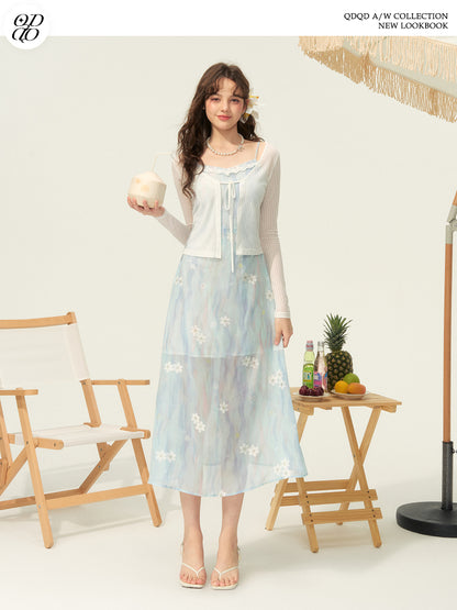 Sheer Floral Cami Dress With Lace Detail