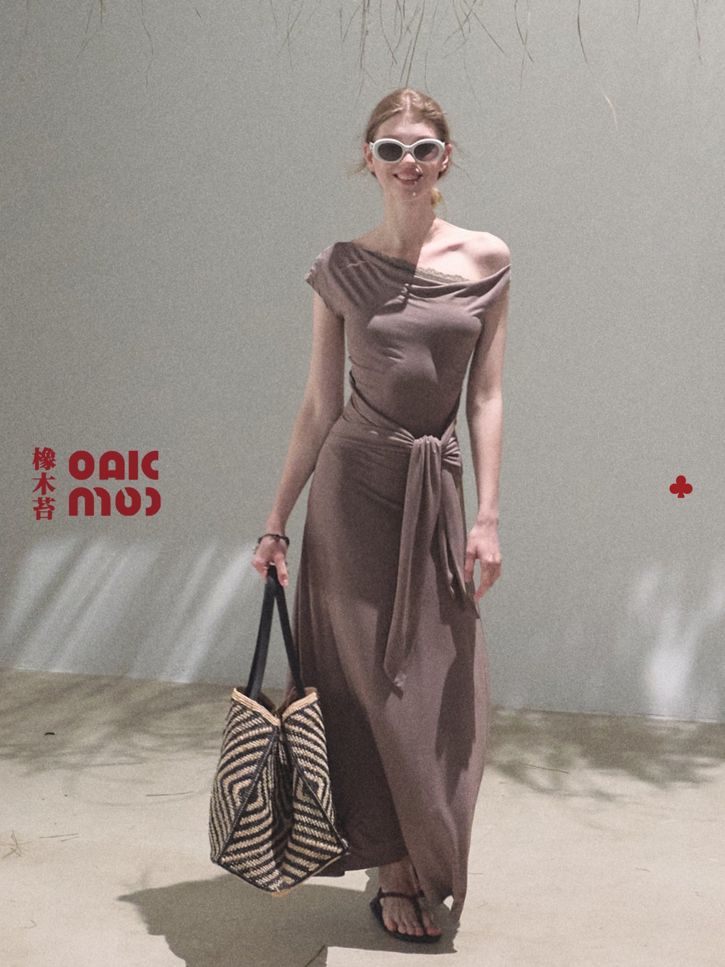 Waist-Tie One Shoulder Dress