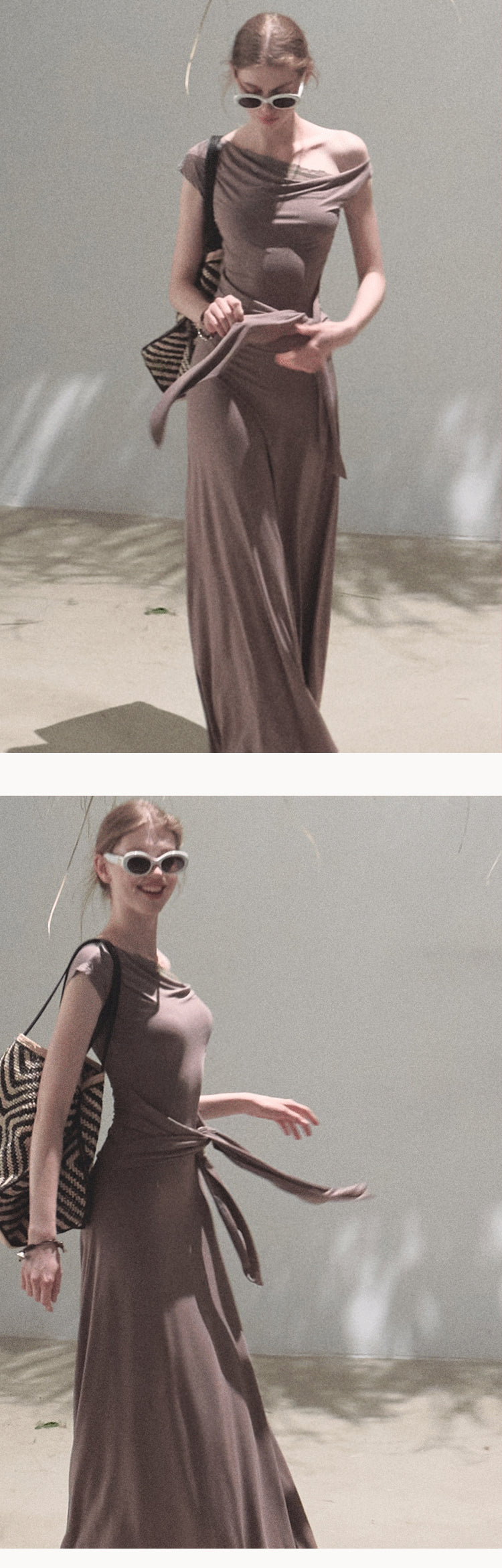 Waist-Tie One Shoulder Dress