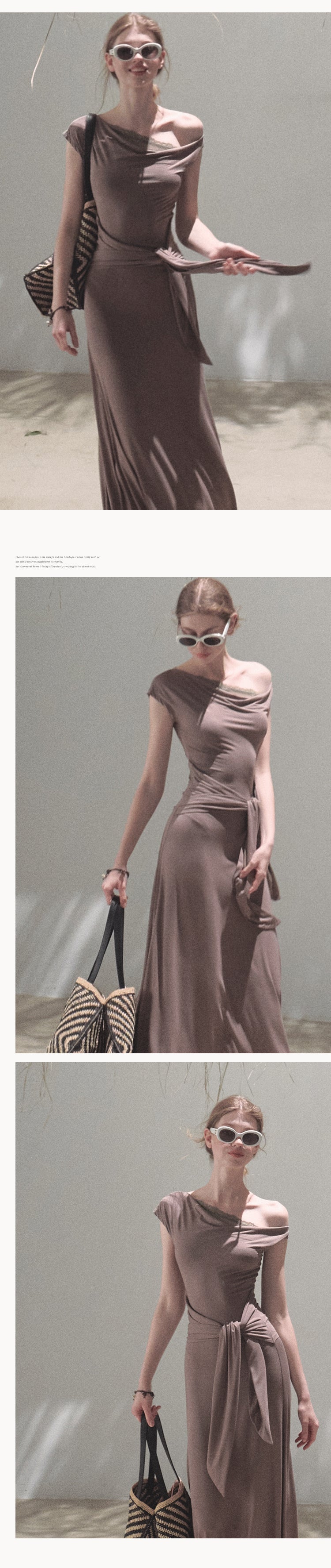 Waist-Tie One Shoulder Dress