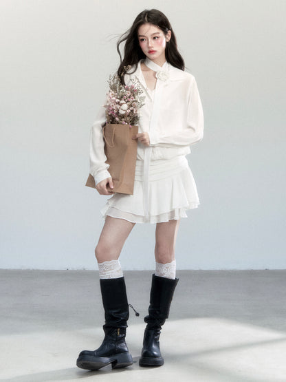 Sheer Chiffon Shirt Dress