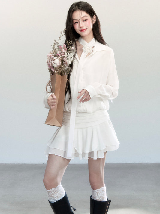 Sheer Chiffon Shirt Dress