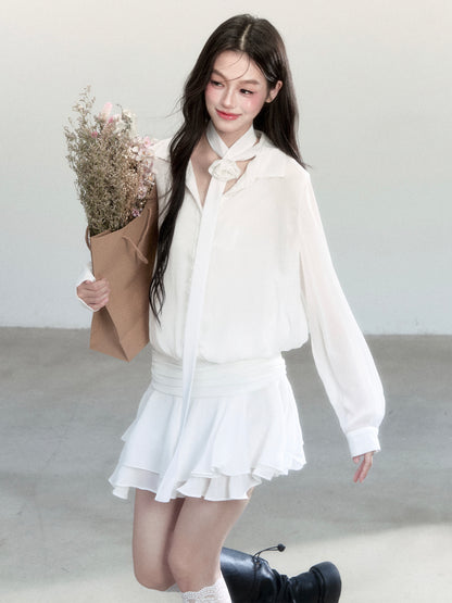 Sheer Chiffon Shirt Dress