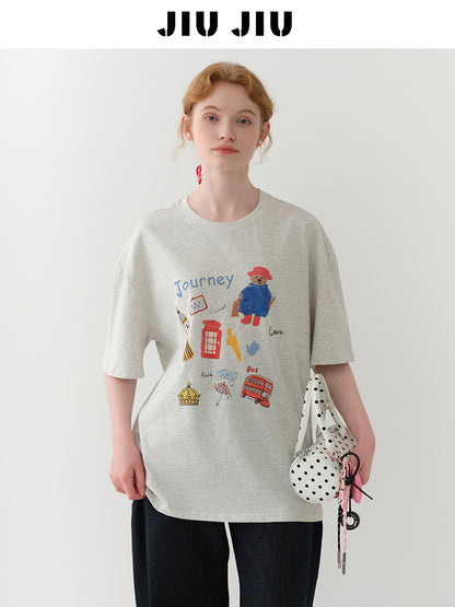 Journey To London Oversized Cotton Printed T-Shirt