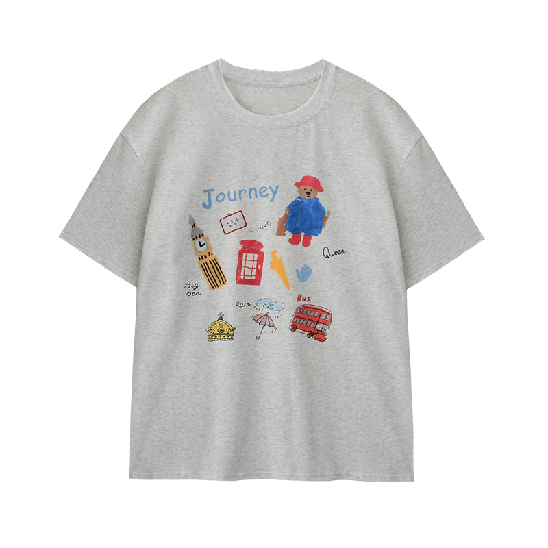 Journey To London Oversized Cotton Printed T-Shirt