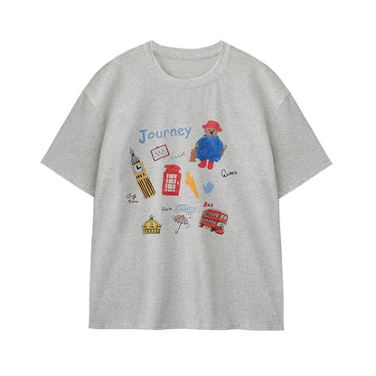 Journey To London Oversized Cotton Printed T-Shirt
