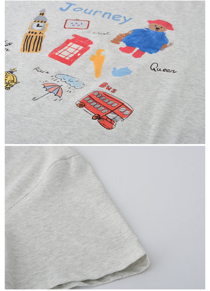 Journey To London Oversized Cotton Printed T-Shirt
