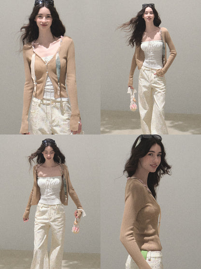 Knit Top With Braided Ribbon Detail