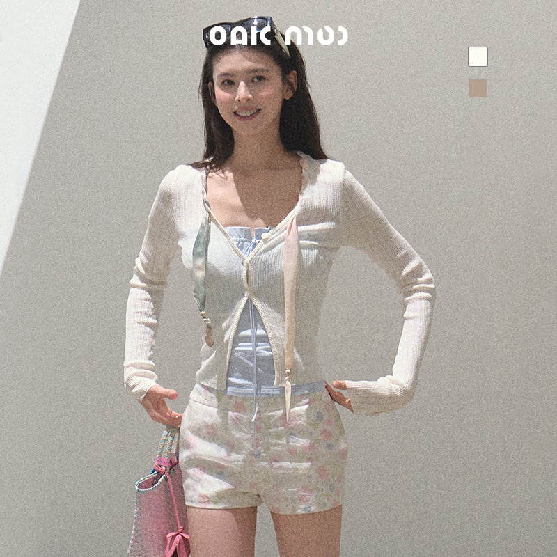 Knit Top With Braided Ribbon Detail