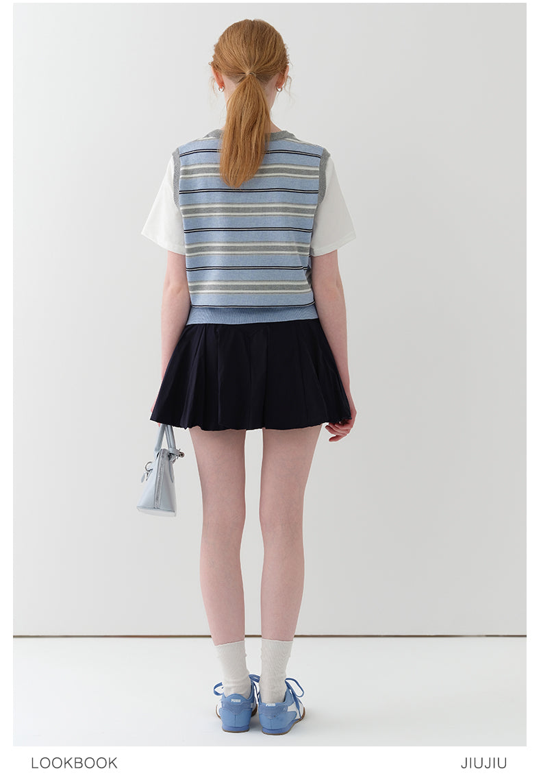 Faux Layered Striped Vest T-Shirt