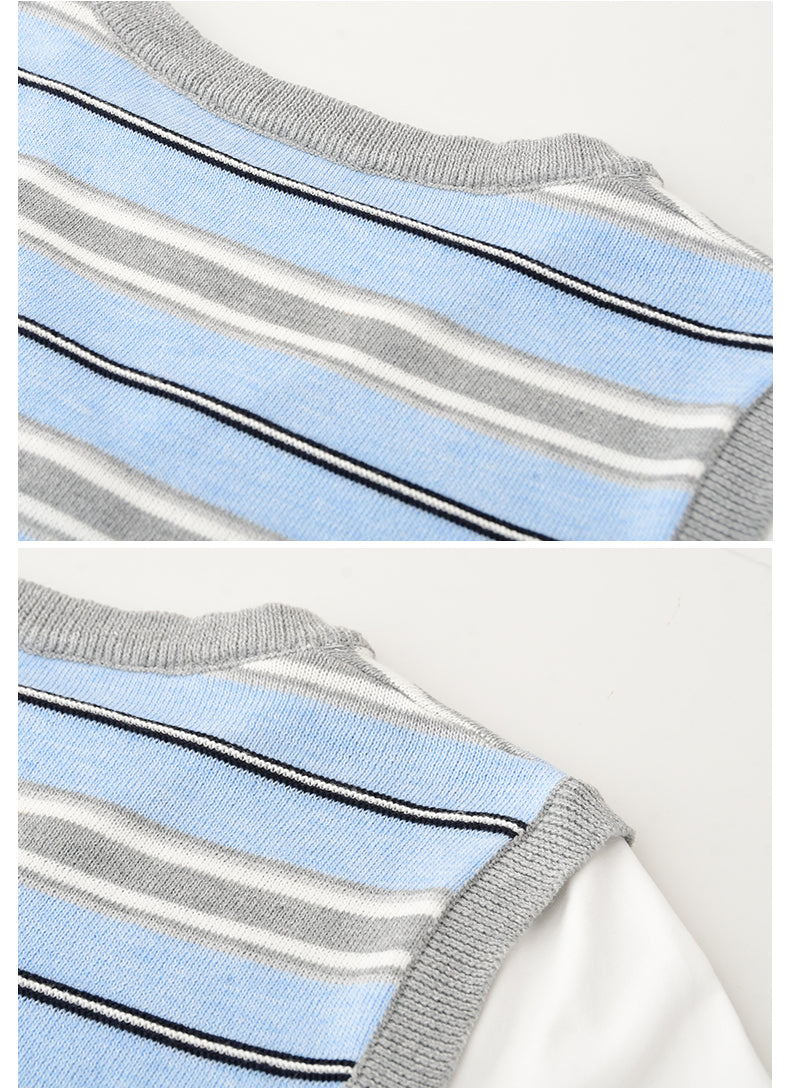 Faux Layered Striped Vest T-Shirt