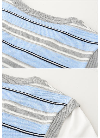 Faux Layered Striped Vest T-Shirt