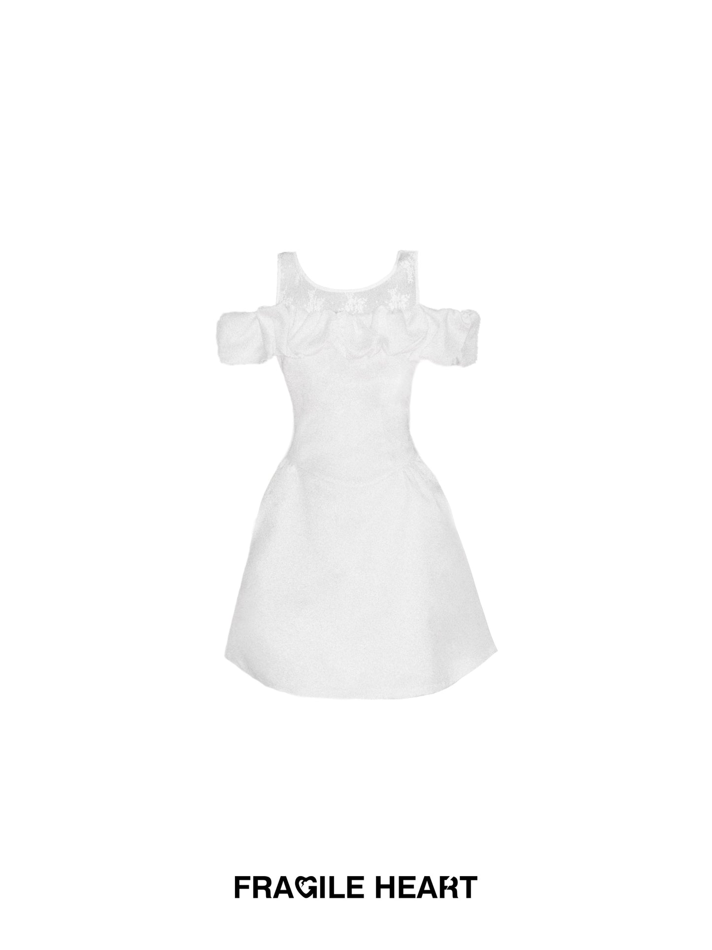 Off-Shoulder Lace-Inset Satin Dress