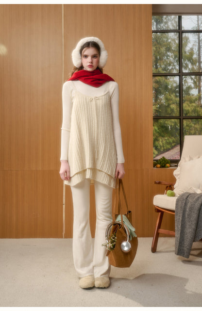 Soft Knit Babydoll Cami Dress & Flare Pants