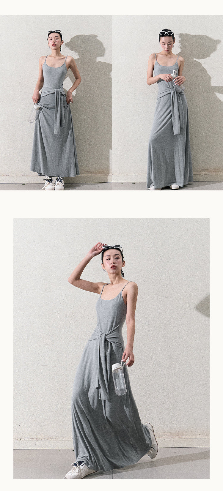 Maxi Cami Dress With Waist Tie Detail