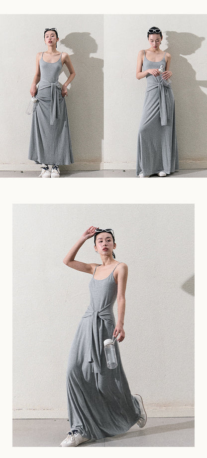 Maxi Cami Dress With Waist Tie Detail