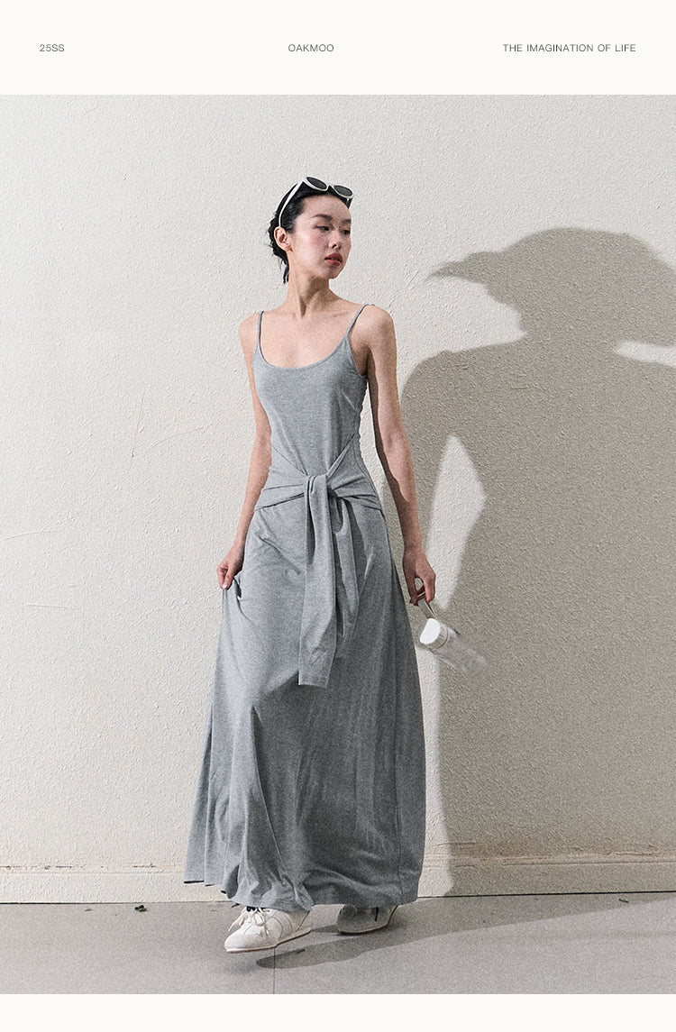 Maxi Cami Dress With Waist Tie Detail