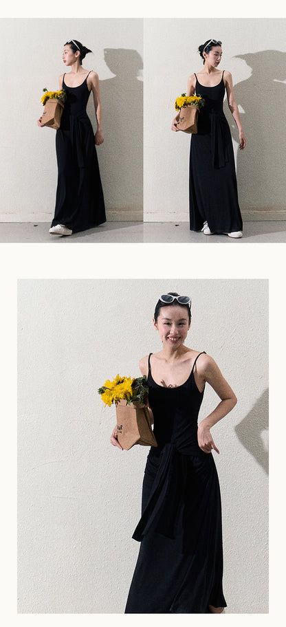 Maxi Cami Dress With Waist Tie Detail