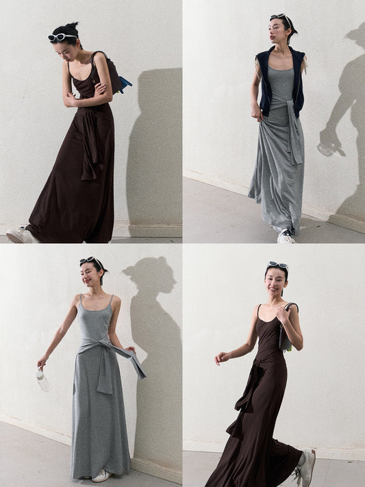 Maxi Cami Dress With Waist Tie Detail