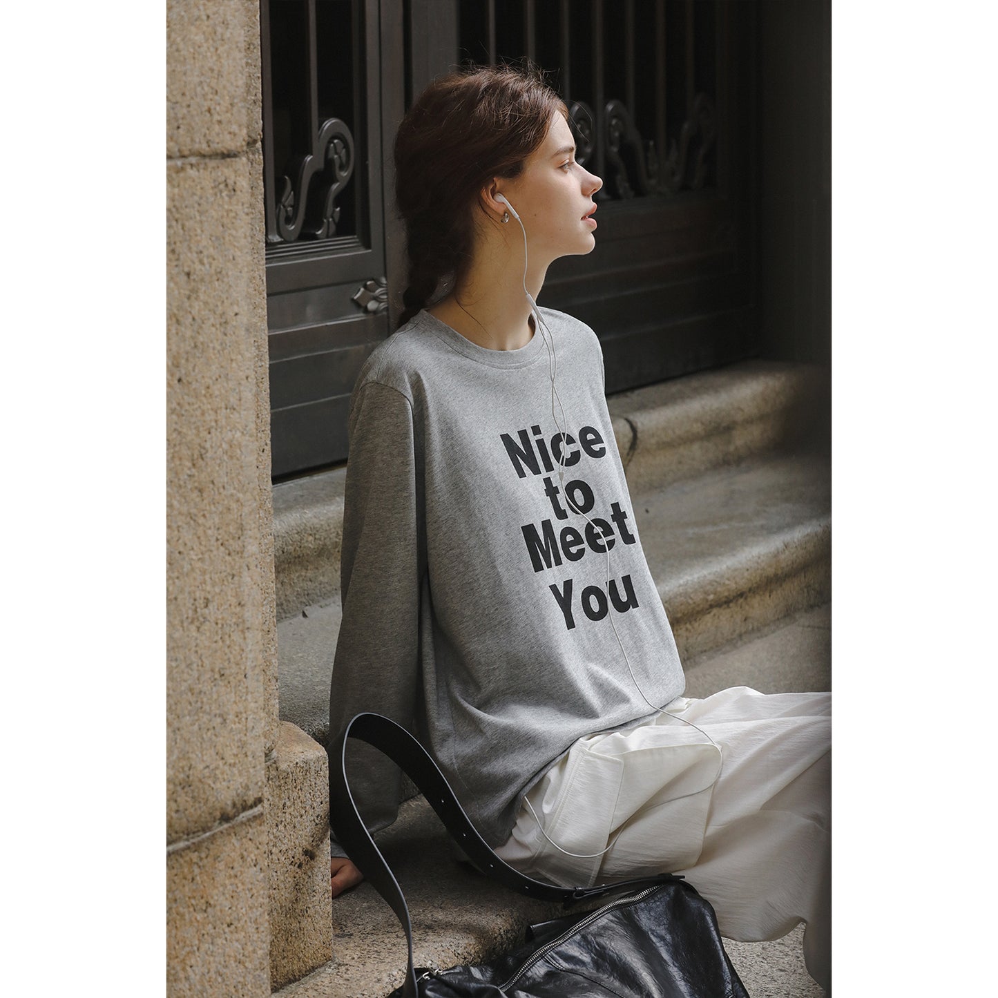 Long-Sleeve Message Print Tee