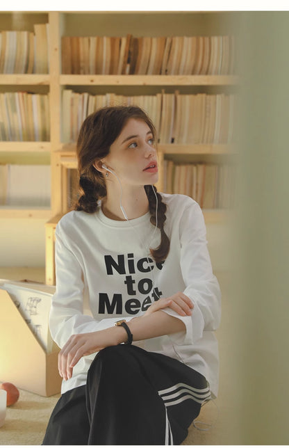 Long-Sleeve Message Print Tee