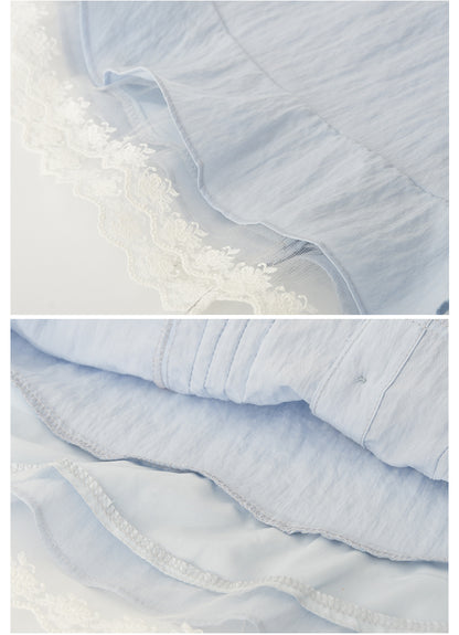 Sleeveless Textured Pintuck Blouse With Flutter Collar