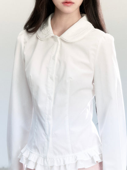 Hourglass Silhouette Blouse With Peter Pan Collar