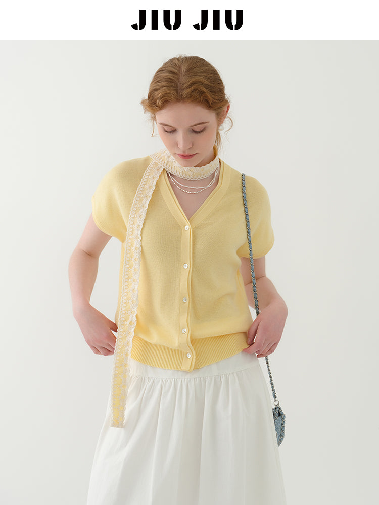 Knit Top In Silk Blend With Matching Lace Scarf
