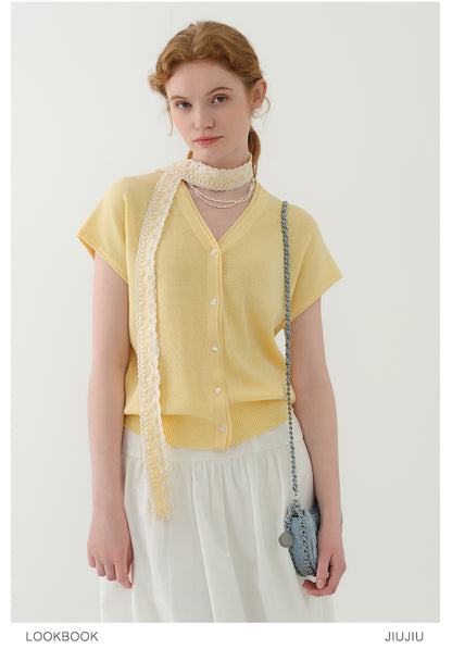 Knit Top In Silk Blend With Matching Lace Scarf