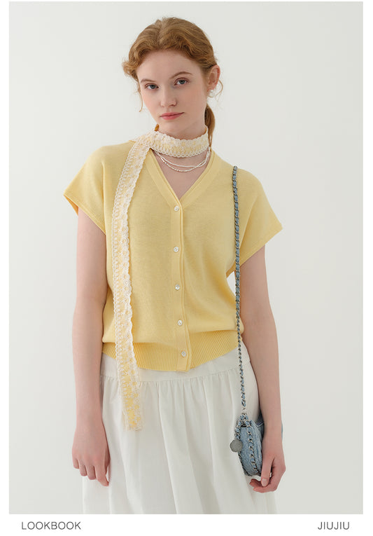 Knit Top In Silk Blend With Matching Lace Scarf