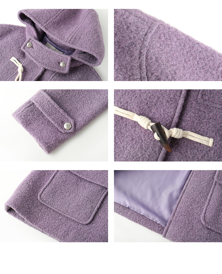 Short Bouclé Wool Blend Duffle Coat