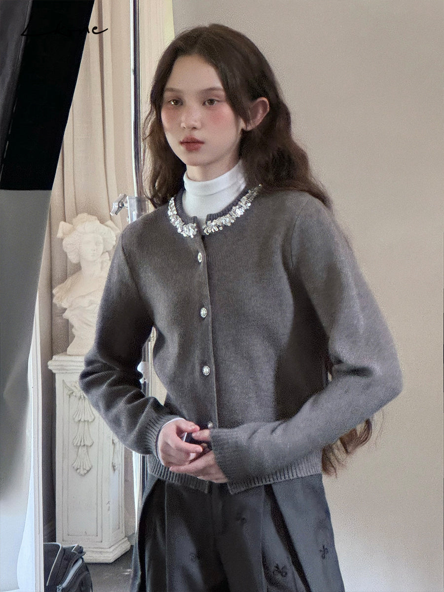 Sequin-Embellished Knit Cardigan