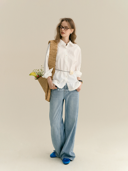 Basic Shirt With Back Waist Button