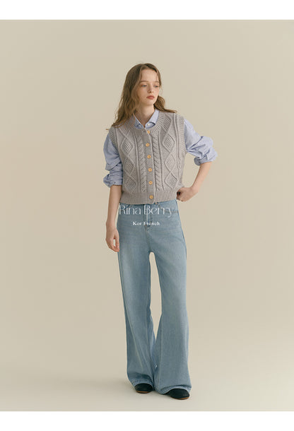 Button-Up Cable Knit Vest