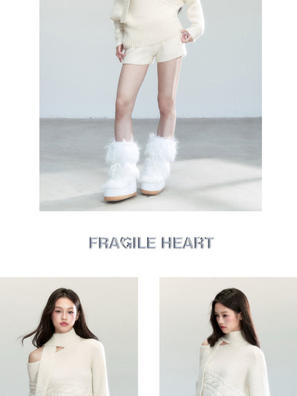 One-Shoulder Cutout Batwing Knit Top And Shorts