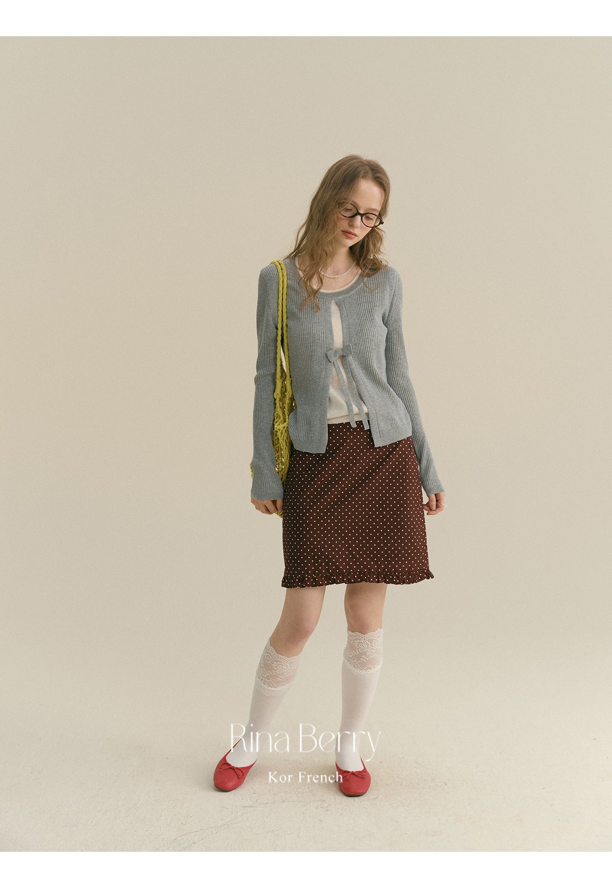 Ribbed Open-Front Knit Top With Bow Detail
