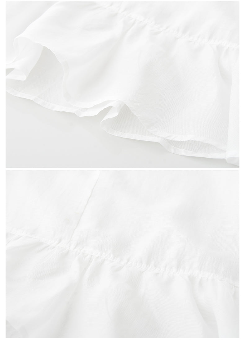 Sheer Puff-Sleeve Blouse With Knit Cami Set