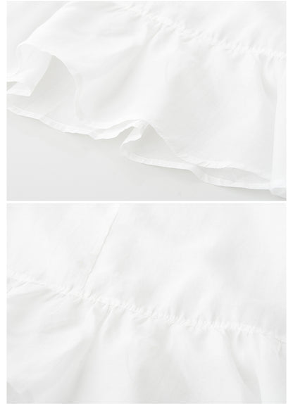 Sheer Puff-Sleeve Blouse With Knit Cami Set