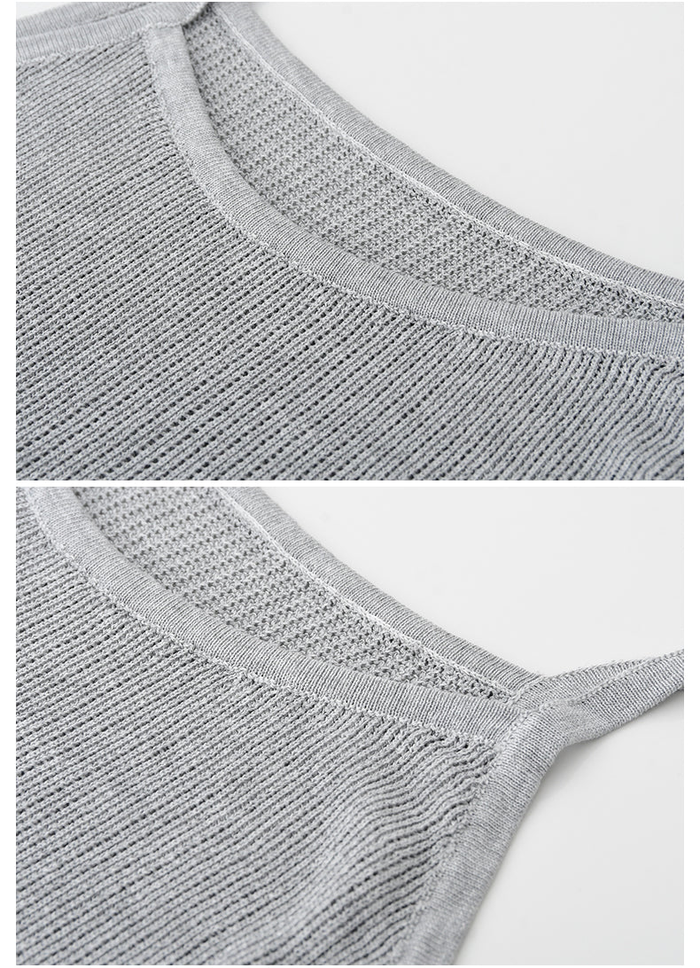 Sheer Puff-Sleeve Blouse With Knit Cami Set