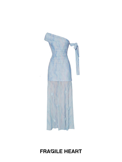 Floral Sheer Off-Shoulder Ruched Dress