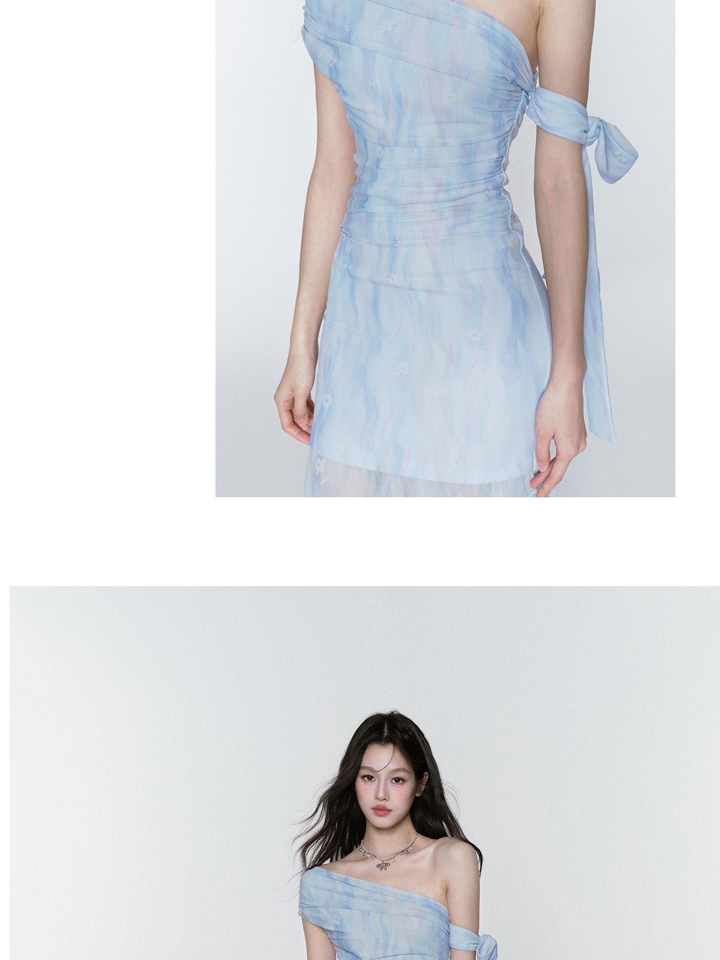 Floral Sheer Off-Shoulder Ruched Dress
