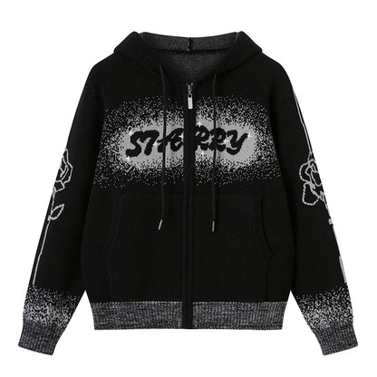 Starry Gradient Jacquard Knit Hoodie